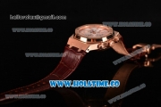 Audemars Piguet Royal Oak Chrono 41MM Swiss Valjoux 7750 Automatic Rose Gold Case with White Dial Stick Markers and Brown Leather Strap (EF)