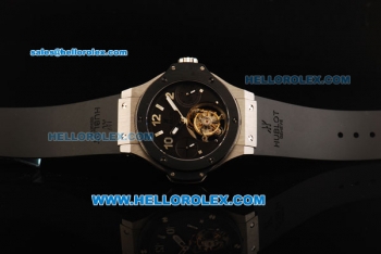 Hublot Big Bang Swiss Tourbillon Manual Winding Movement Steel Case with Black Dial With Ceramic Bezel -Black Rubber Strap