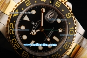 Rolex GMT Master II Rolex 3186 Automatic Movement Steel Case with Black Dial and Two Tone Strap