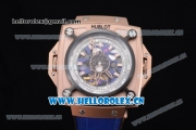 Hublot Masterpiece MP 08 Antikythera Sunmoon Asia 2813 Automatic Rose Gold Case Skeleton Dial Blue Leather Strap and White/Rose Gold Markers