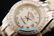 Rolex Datejust Automatic Movement ETA Coating Case with White Dial and Diamond Bezel-Lady Model