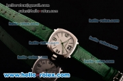 Vacheron Constantin Historiques Swiss Quartz Steel Case with Green Leather Strap Stick/Numeral Markers and White Dial