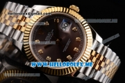Rolex Datejust II Asia 2813 Automatic Two Tone Case/Bracelet with Brown Dial and Diamonds Markers (BP)