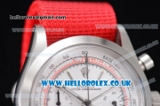 Rolex Pre-Daytona Chrono Miyota OS20 Quartz Steel Case with White Dial Stick Markers and Red Nylon Strap