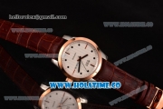 Mido Commander Miyota Quartz Steel Case with Rose Gold Bezel and White Dial