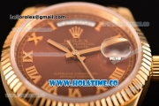 Rolex Day-Date Asia 2813/Swiss ETA 2836/Clone Rolex 3135 Automatic Yellow Gold Case with Roman Numeral Markers and Brown Dial (BP)