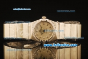 Omega Constellation Swiss Quartz Steel Case with Diamond Bezel and Silver Dial-Diamond Markers