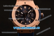 Hublot Big Bang Chrono Swiss Valjoux 7750 Automatic Rose Gold Case with Blue Dial and Blue Rubber Strap (YF)