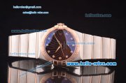 Omega Constellation Co-Axial Swiss ETA 2824 Automatic Steel Case with Rose Gold Bezel and Brown Sunlight Linear Dial