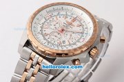 Breitling For Bentley Chronograph Quartz Movement Rose Gold Bezel with White Dial