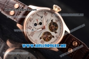 IWC Big Pilot Double Tourbillon Asia ST28 Automatic Rose Gold Case with White Dial and Brown Leather Strap Stick/Arabic Numeral Markers