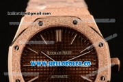 Audemars Piguet Royal Oak Clone Calibre AP 3120 Automatic Full Rose Gold with Brown Dial and Stick Markers (EF)