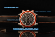 Omega Seamaster Chronograph Miyota Quartz Movement Steel Case with Black Dial and Black Leather Strap