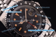 Rolex GMT Master Vintage Swiss ETA 2836 Automatic Full Steel with PVD Bezel and Black Dial-Orange Markers