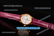 Rolex Cellini Time Asia 2813 Automatic Yellow Gold Case White Dial Burgundy Leather Strap and Stick/Roman Numeral Markers