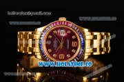 Rolex Datejust Pearlmaster Asia 2813 Automatic Full Yellow Gold with Purple Dial and Diamonds Markers - Rainbow Diamoand Bezel (BP)