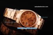 Rolex Day-Date Oyster Perpetual Automatic Rose Gold Case and Strap with Small Calendar and Roman Numeral Marking