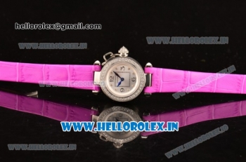 Cartier Pasha C Swiss Quartz Steel Case with Diamonds Bezel and Hot Pink Leather Strap