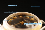 Rolex Datejust Automatic Movement ETA Coating Case with Chocolate Dial and Gold Bezel-Two Tone Strap