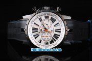 Roger Dubuis Excalibur Chronograph Quartz Movement PVD Case with White Dial-Black Marker and Black Rubber Strap