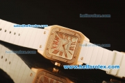 Cartier Santos 100 Swiss ETA 2671 Automatic Rose Gold Case with Diamond Bezel and White Rubber Strap - 1:1 Original