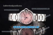 Cartier Ballon Bleu Medium Asia Automatic Stainless Steel Case/Bracelet with Roman Numeral Markers and Pink Dial (YF)