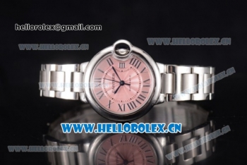 Cartier Ballon Bleu Medium Asia Automatic Stainless Steel Case/Bracelet with Roman Numeral Markers and Pink Dial (YF)