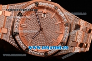 Audemars Piguet Royal Oak 41MM Asia 2813 Automatic Rose Gold/Diamonds Case with Stick Markers Rose Gold Inner Bezel and Diamonds Dial (EF)