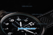 U-BOAT Italo Fontana Chronograph Miyota Quartz Movement PVD Case with Black Dial and White Numeral Marking-Black Leather Strap