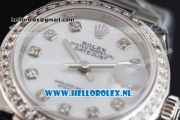 Rolex Datejust Swiss ETA 2671 Automatic Steel Case with White Dial Diamonds Markers Diamonds Bezel and Steel Bracelet (BP)