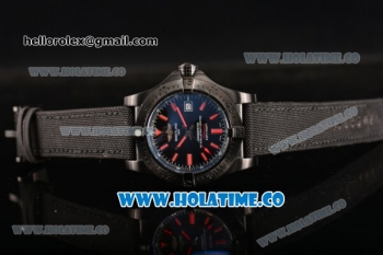 Breitling Avenger II Seawolf Asia 2813 Automatic PVD Case with Black Dial and Red Stick Markers