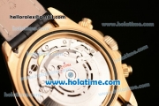 Rolex Daytona Swiss Valjoux 7750 Automatic Yellow Gold Case with Black Leather Bracelet Diamond Bezel and Grey MOP Dial