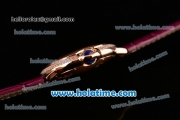 Cartier Ballon Bleu Swiss Quartz Rose Gold Case with Burgundy Leather Strap Diamond Bezel and Burgundy Dial