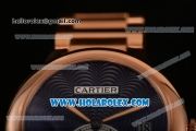Cartier Rotonde De Miyota Quartz Rose Gold Case/Bracelet with Blue Dial