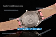 Audemars Piguet Royal Oak Lady Swiss Quartz Steel Case with Pink Leather Strap White Dial and Stick Markers