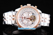 Breitling For Bentley Tourbillon Automatic with White Dial and Honeycomb Bezel-Two Tone Strap