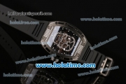 Richard Mille RM 52-01 Swiss ETA 2671 Automatic PVD/Diamond Case with Black Rubber Bracelet White Markers and Skeleton Dial - 1:1 Original