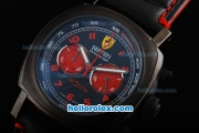 Ferrari Chronograph Miyota Quartz Movement 7750 Coating Case with Black Dial-Red Numeral Markers