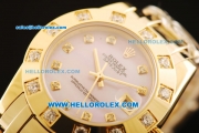 Rolex Datejust Automatic Movement Full Gold with Pink Dial and Diamond Markers-ETA Coating Case