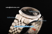 Rolex Datejust Swiss ETA 2836 Automatic Movement Steel Case with Green Roman Numerals and Steel Strap