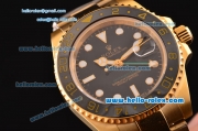 Rolex GMT-Master II Swiss ETA 2836 Automatic Gold Case with Black Dial and White Markers