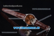 IWC Portuguese Tourbillon Asia ST25 Automatic Steel Case with Brown Dial Arabic Numeral Markers and Brown Leather Strap