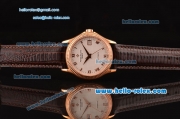 Patek Philippe Calatrava Swiss ETA 2824 Automatic Rose Gold Case with Brown Leather Strap and White Dial Roman Markers