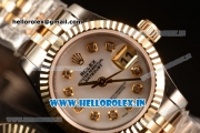 Rolex Oyster Perpetual Lady Datejust Swiss ETA 2671 Automatic 904 Steel/14K Yellow Gold Case White Dial With Diamonds Markers Yellow Gold Bracelet (BP)