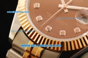 Rolex Datejust II Oyster Perpetual Automatic Movement Steel Case with Brown Dial and Diamond Markers-Two Tone Strap
