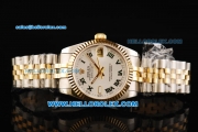 Rolex Datejust Automatic Movement White Dial with Gold Bezel and Two Tone Strap-Lady Model