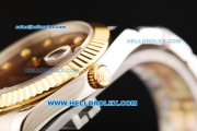 Rolex Datejust II Oyster Perpetual Automatic Movement Brown Dial with Diamond Markers and Gold Bezel-Two Tone Strap