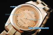 Rolex Oyster Perpetual Automatic Movement ETA Coating Case with Orange Dial and Steel Strap