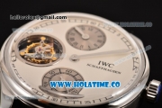 IWC Portuguese Tourbillon Hand-Wound Swiss Tourbillon Manual Winding Steel Case with Black Leather Strap and White Dial (FT)