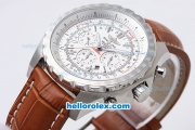 Breitling for Bentley Motors Chronograph Automatic with White Dial and White Graduated Bezel-Leather Strap